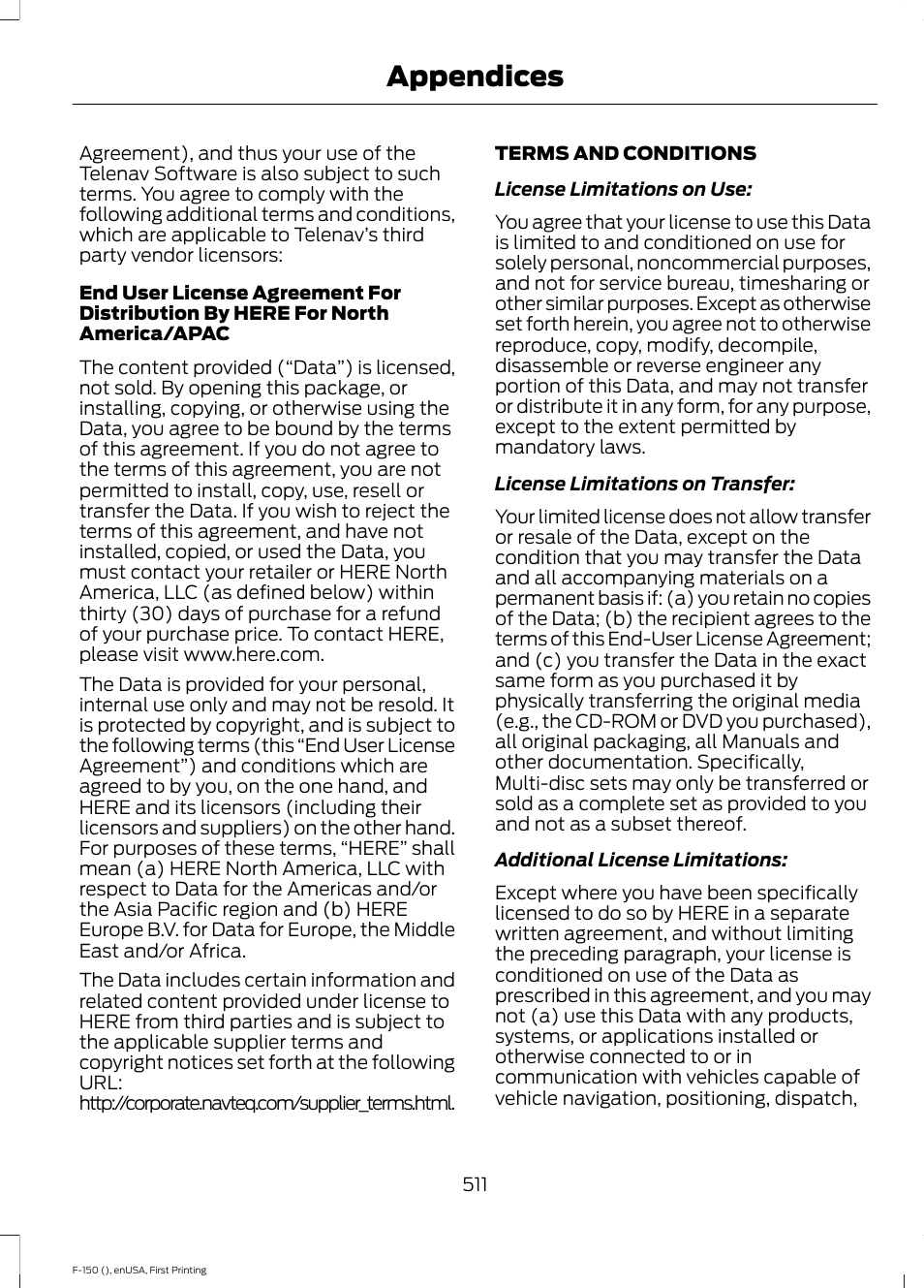 Appendices | FORD 2015 F-150 User Manual | Page 514 / 549