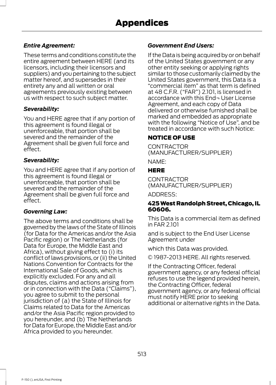 Appendices | FORD 2015 F-150 User Manual | Page 516 / 549