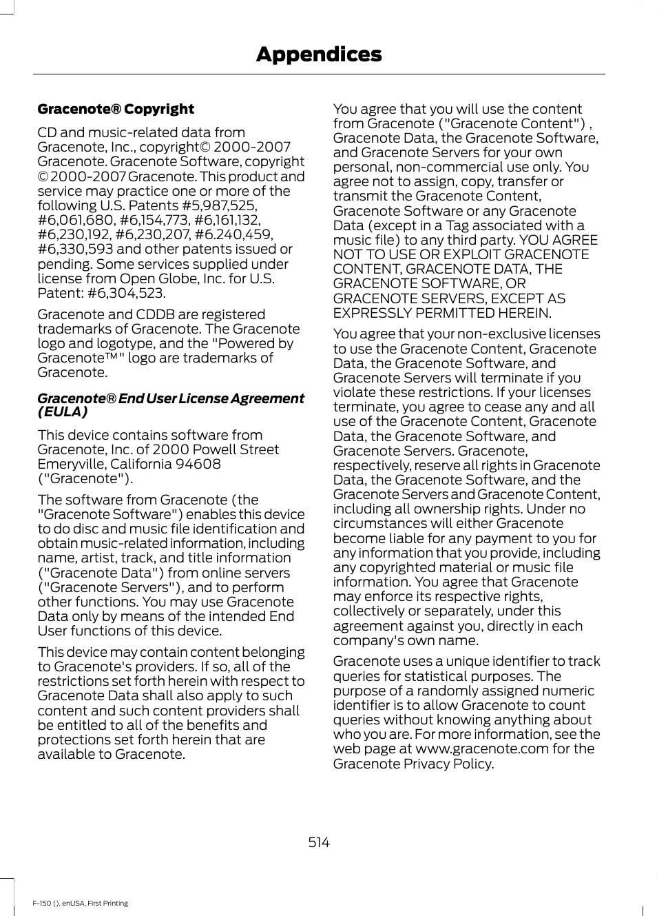 Appendices | FORD 2015 F-150 User Manual | Page 517 / 549
