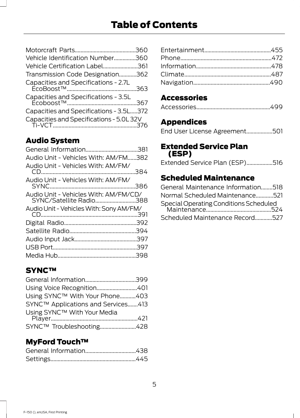 FORD 2015 F-150 User Manual | Page 8 / 549