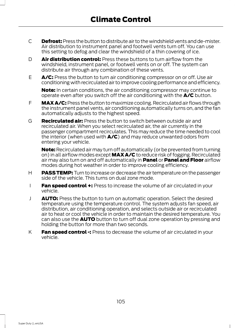 Climate control | FORD 2015 F-550 v.1 User Manual | Page 108 / 470