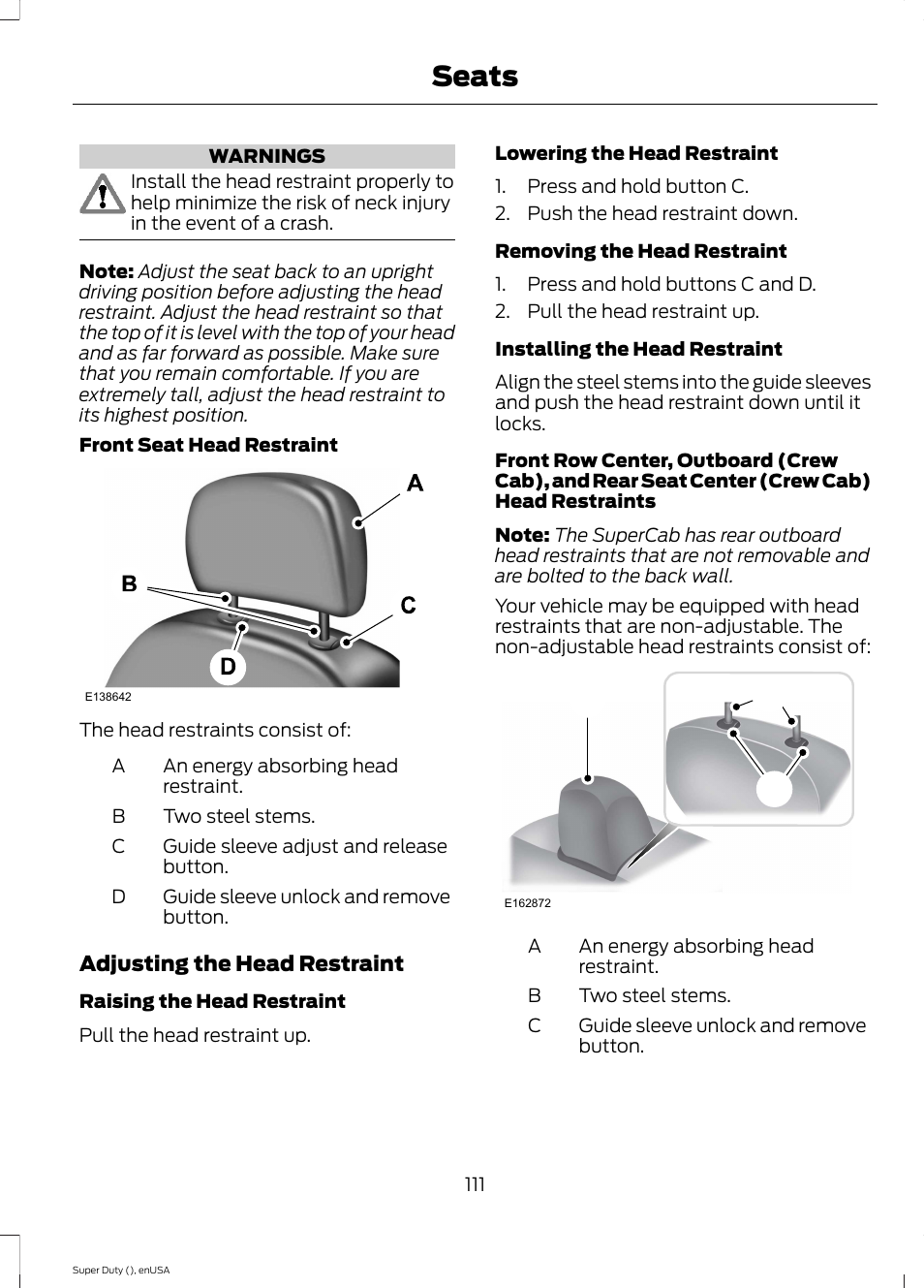 Seats, Ac b | FORD 2015 F-550 v.1 User Manual | Page 114 / 470