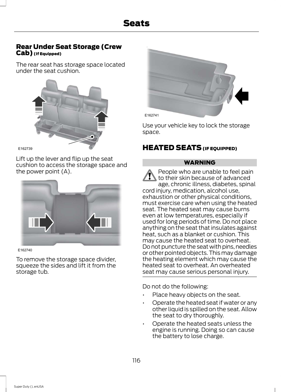 Heated seats, Seats | FORD 2015 F-550 v.1 User Manual | Page 119 / 470