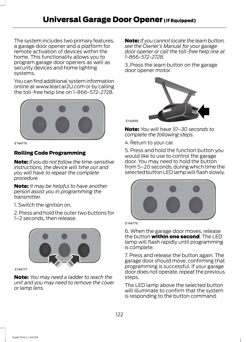 Universal garage door opener | FORD 2015 F-550 v.1 User Manual | Page 125 / 470