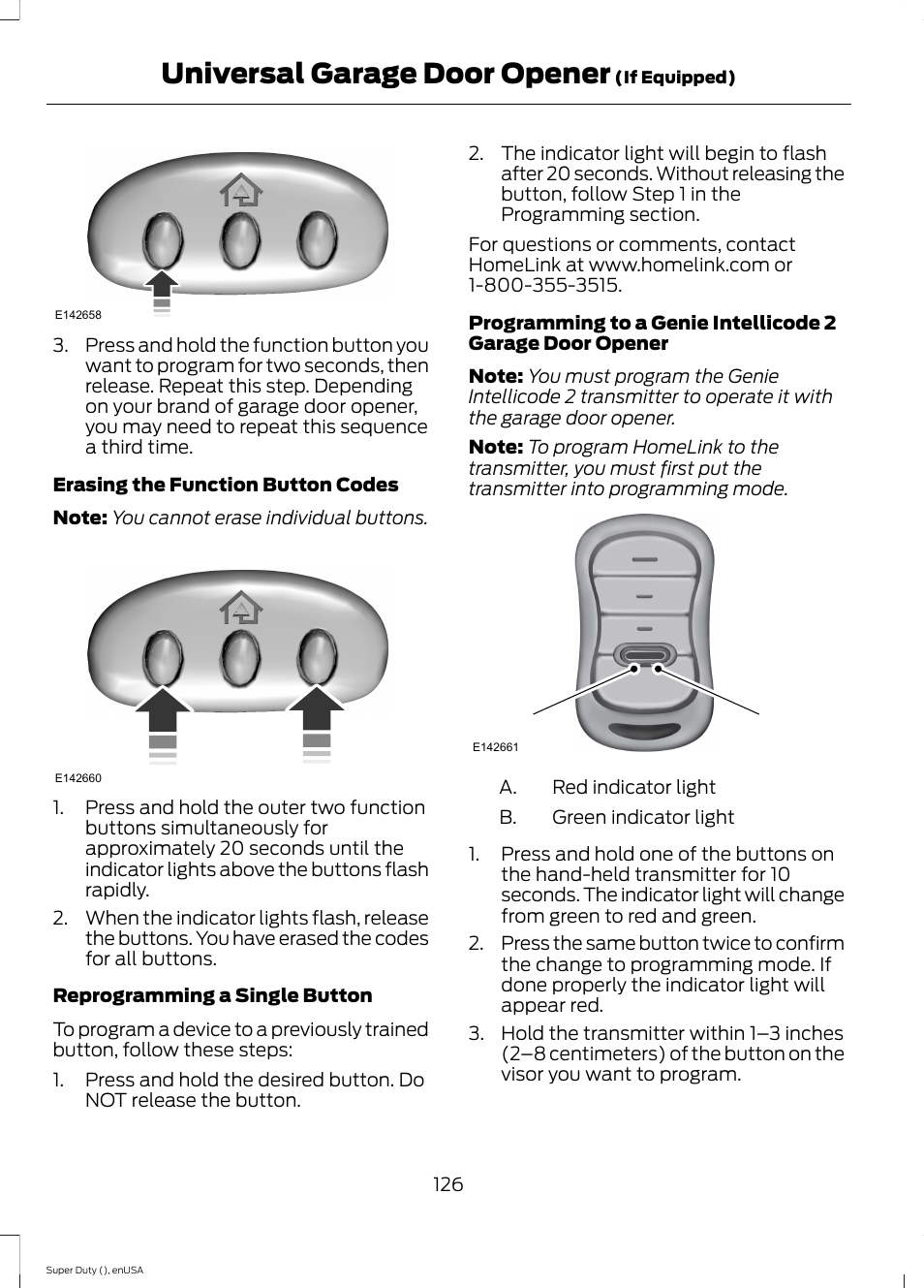 Universal garage door opener | FORD 2015 F-550 v.1 User Manual | Page 129 / 470