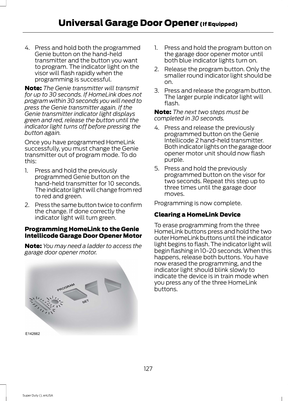 Universal garage door opener | FORD 2015 F-550 v.1 User Manual | Page 130 / 470