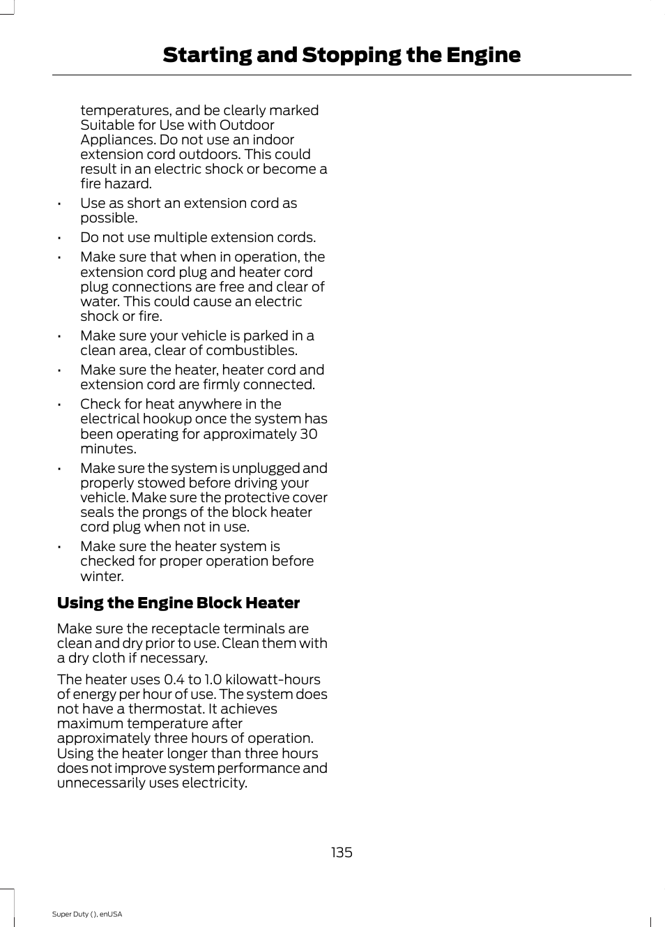 Starting and stopping the engine | FORD 2015 F-550 v.1 User Manual | Page 138 / 470