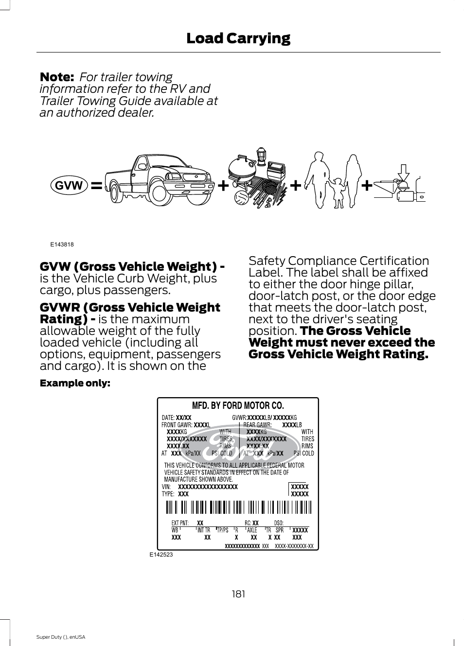 Load carrying | FORD 2015 F-550 v.1 User Manual | Page 184 / 470