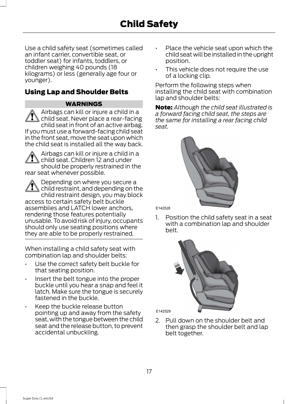 Child safety | FORD 2015 F-550 v.1 User Manual | Page 20 / 470