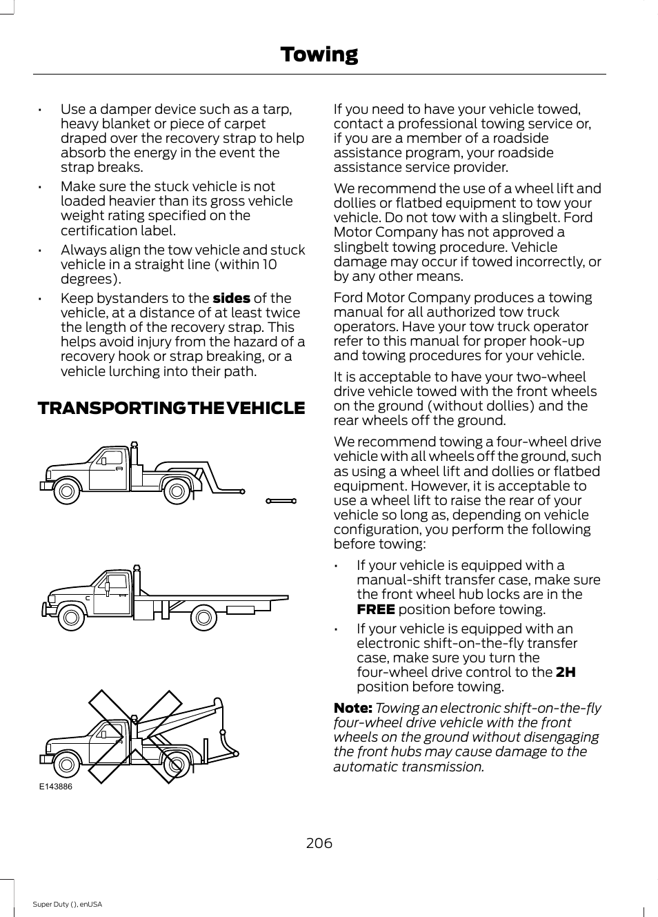Transporting the vehicle, Towing | FORD 2015 F-550 v.1 User Manual | Page 209 / 470