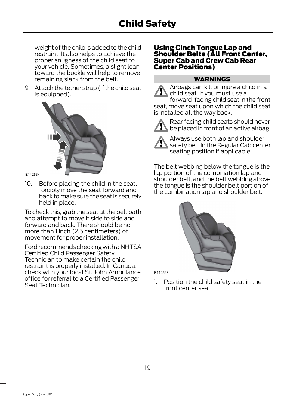 Child safety | FORD 2015 F-550 v.1 User Manual | Page 22 / 470