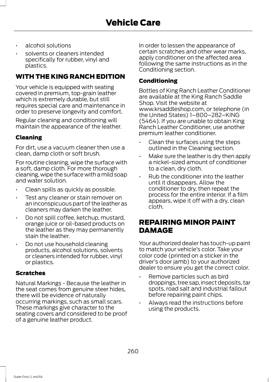 Repairing minor paint damage, Vehicle care | FORD 2015 F-550 v.1 User Manual | Page 263 / 470