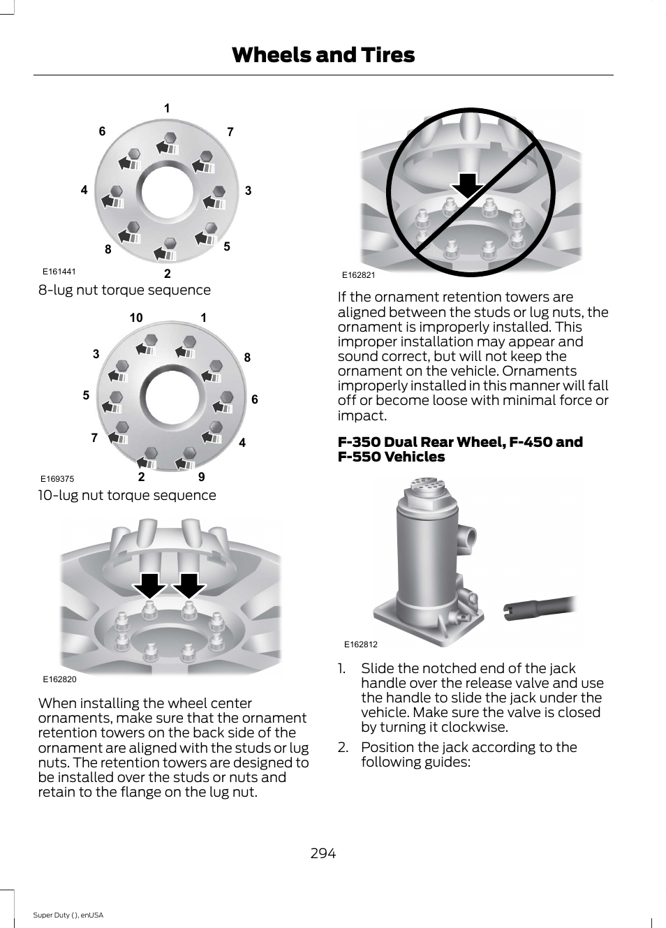 Wheels and tires | FORD 2015 F-550 v.1 User Manual | Page 297 / 470