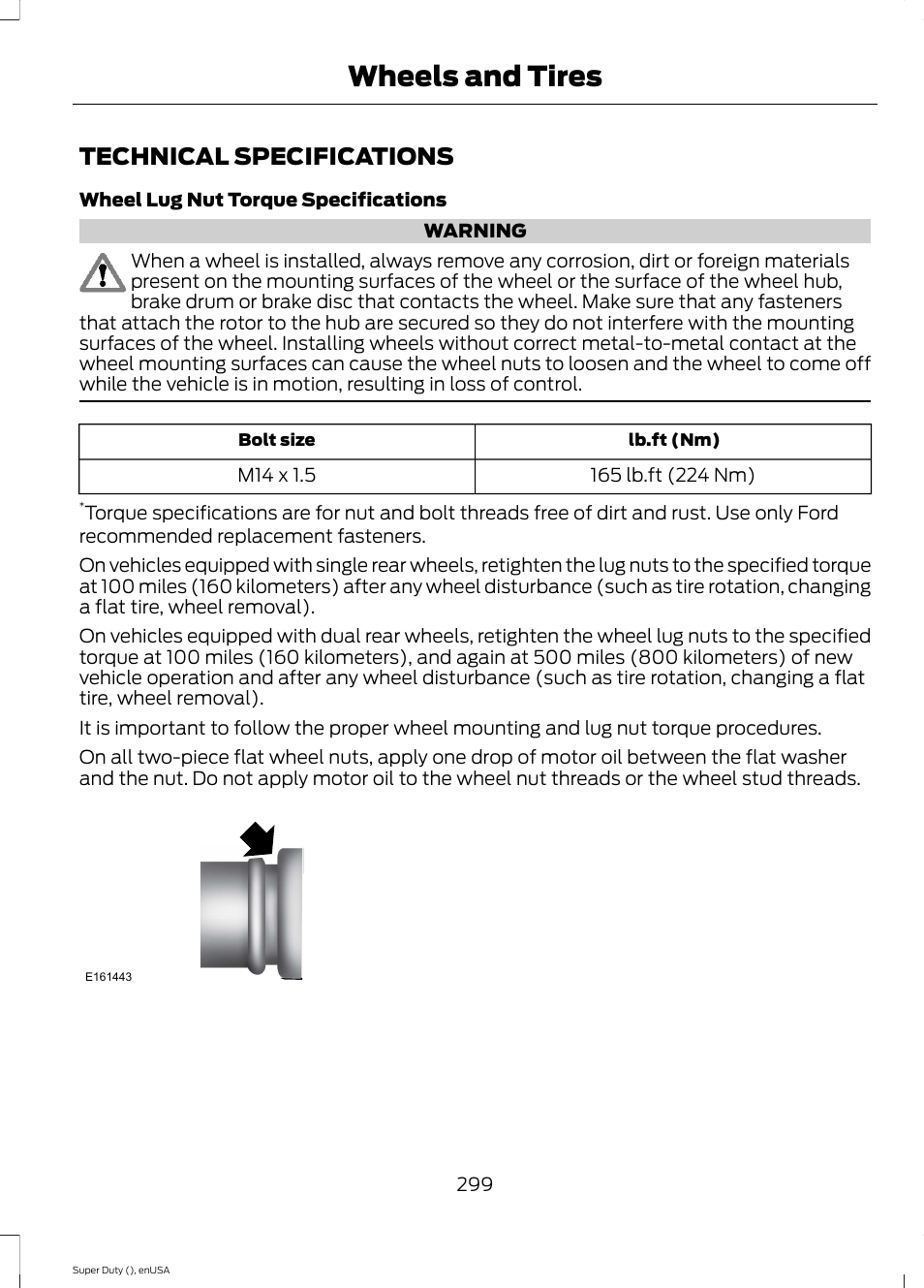 Technical specifications, Wheels and tires | FORD 2015 F-550 v.1 User Manual | Page 302 / 470