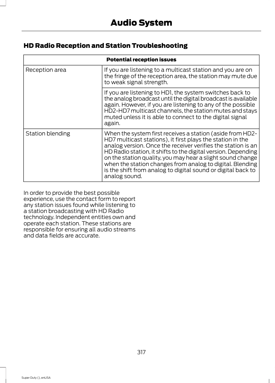 Audio system | FORD 2015 F-550 v.1 User Manual | Page 320 / 470