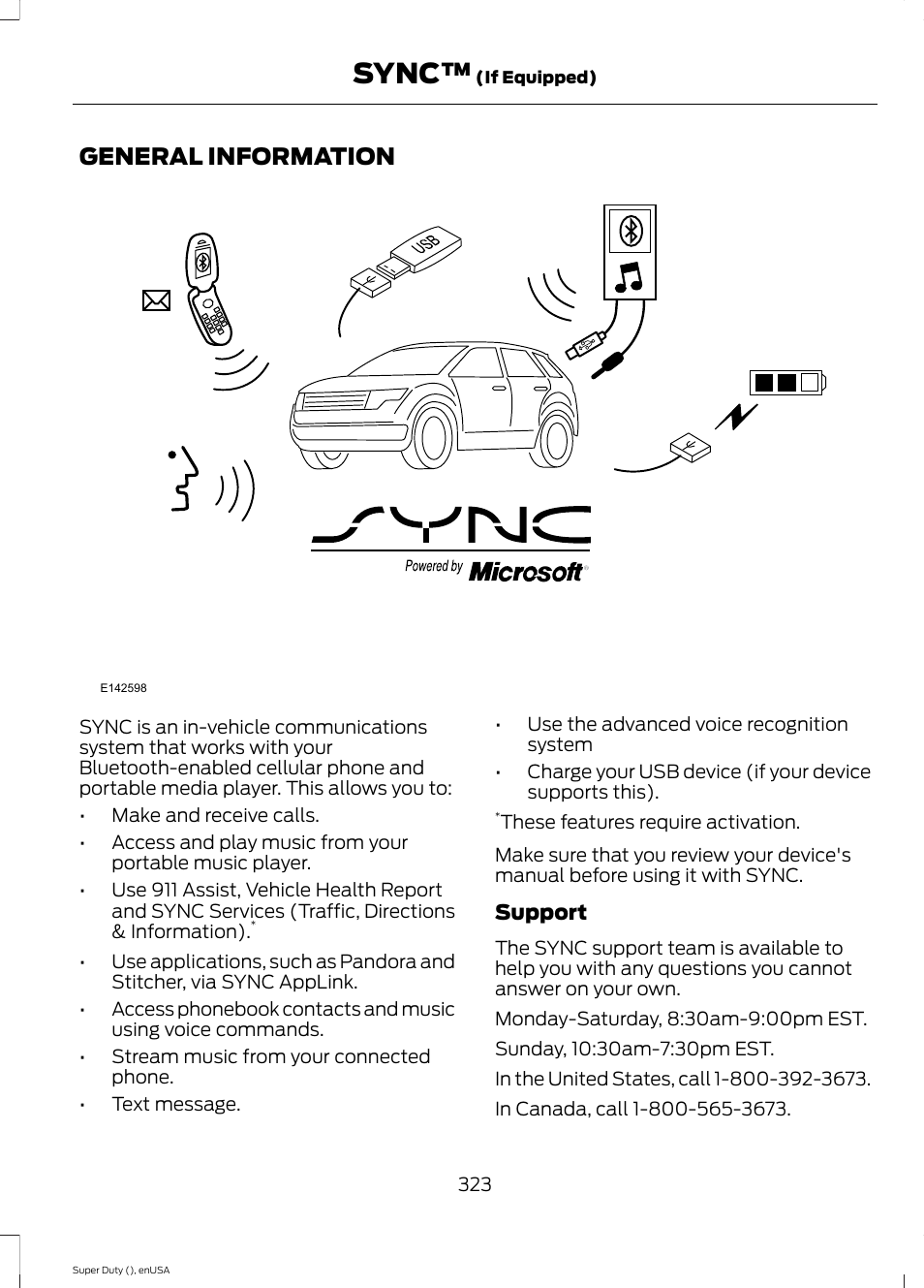 Sync, General information | FORD 2015 F-550 v.1 User Manual | Page 326 / 470