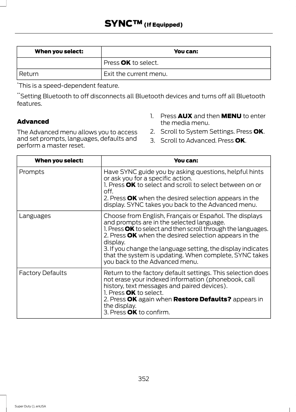 Sync | FORD 2015 F-550 v.1 User Manual | Page 355 / 470