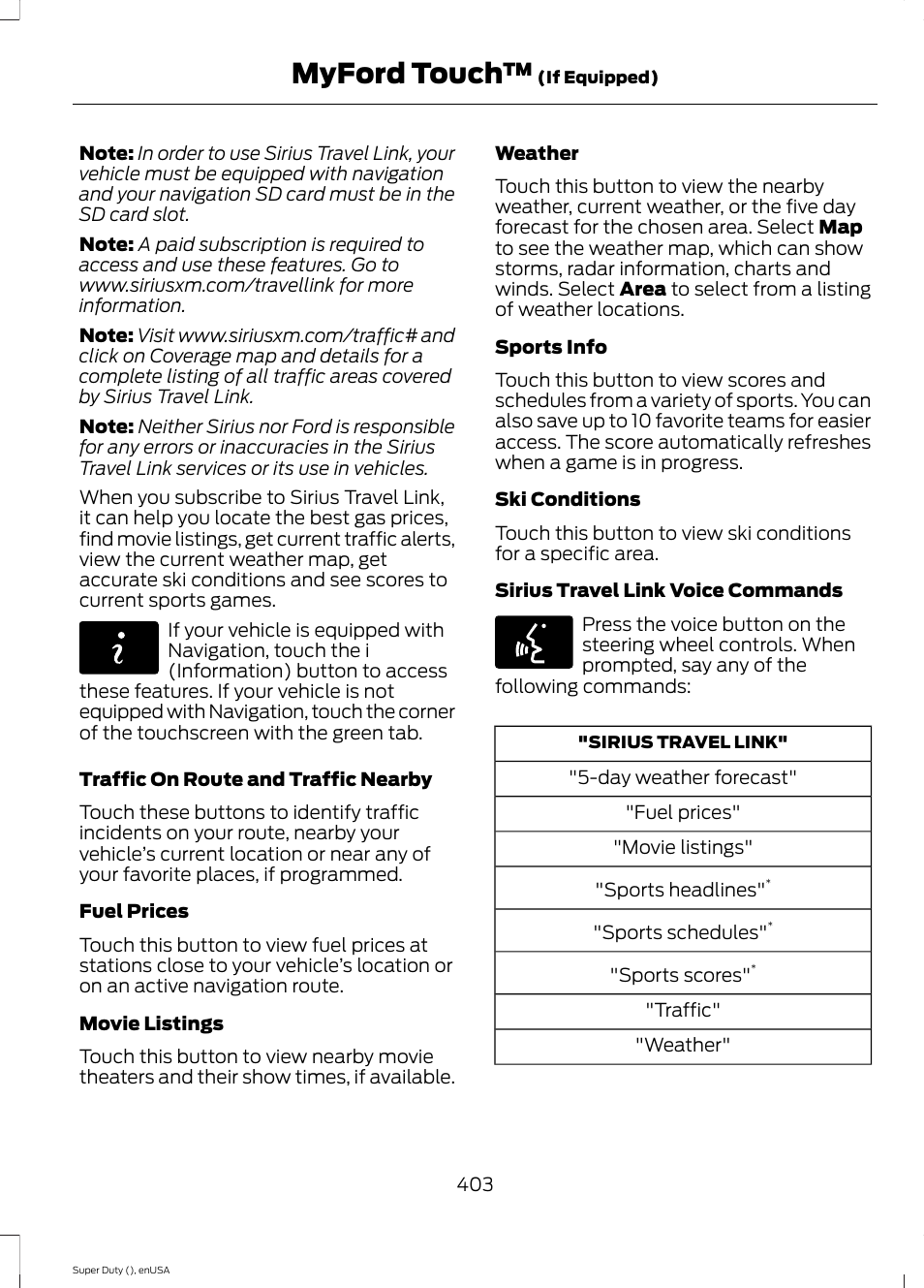Myford touch | FORD 2015 F-550 v.1 User Manual | Page 406 / 470