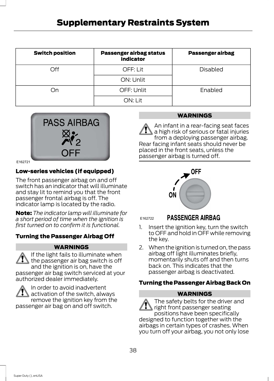 Supplementary restraints system | FORD 2015 F-550 v.1 User Manual | Page 41 / 470