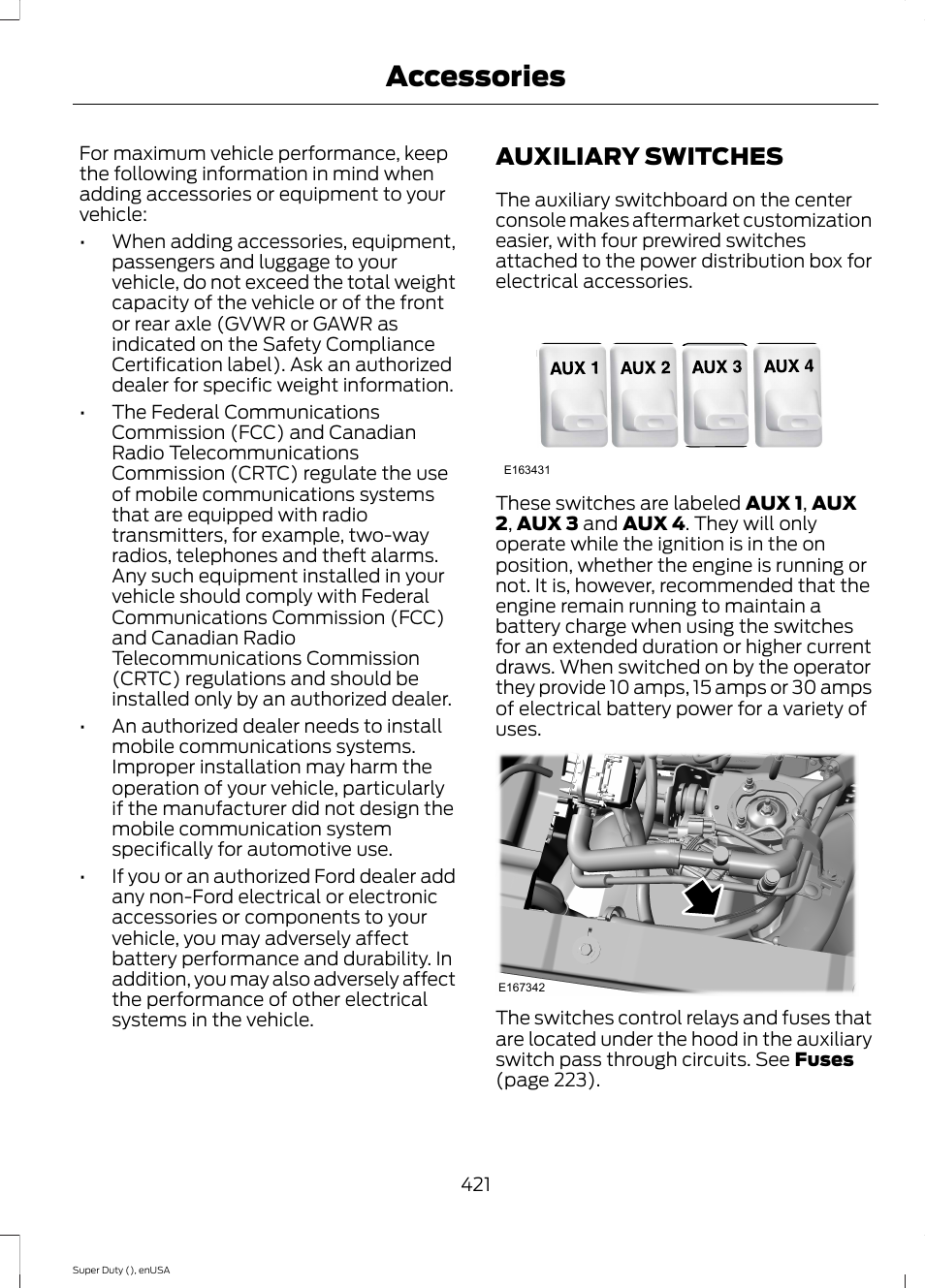 Auxiliary switches, Accessories | FORD 2015 F-550 v.1 User Manual | Page 424 / 470