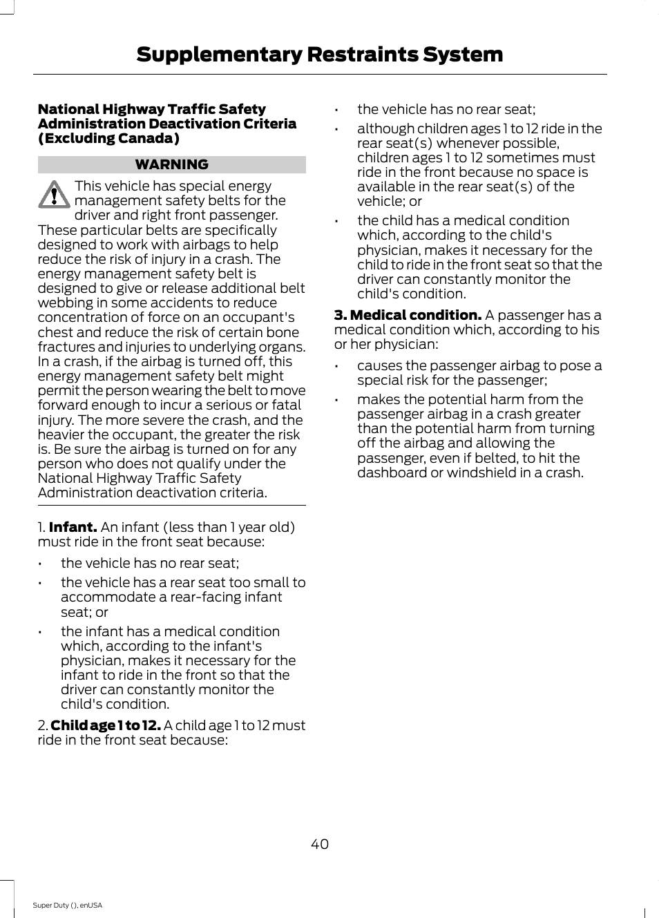 Supplementary restraints system | FORD 2015 F-550 v.1 User Manual | Page 43 / 470