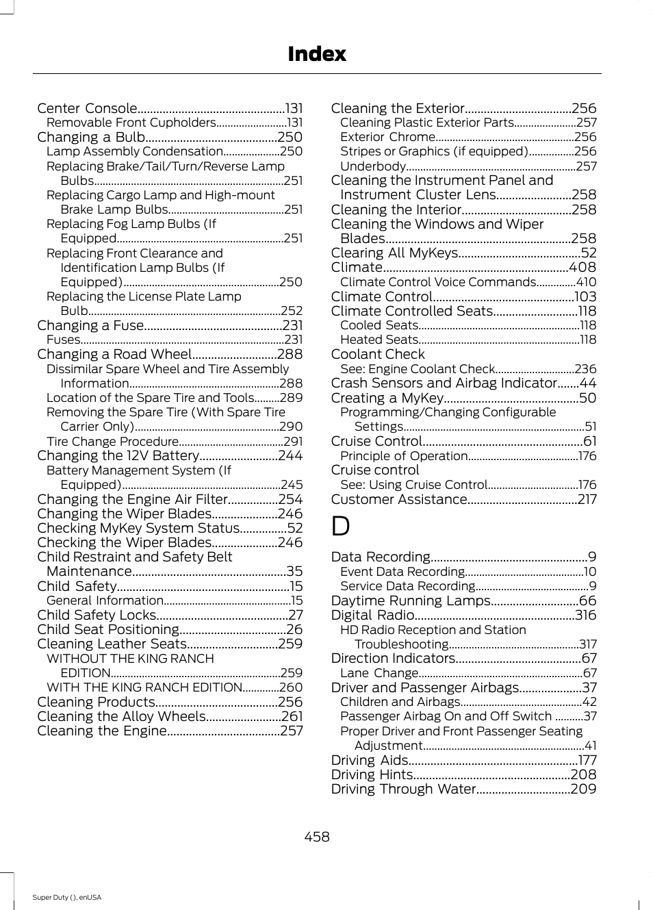 Index | FORD 2015 F-550 v.1 User Manual | Page 461 / 470