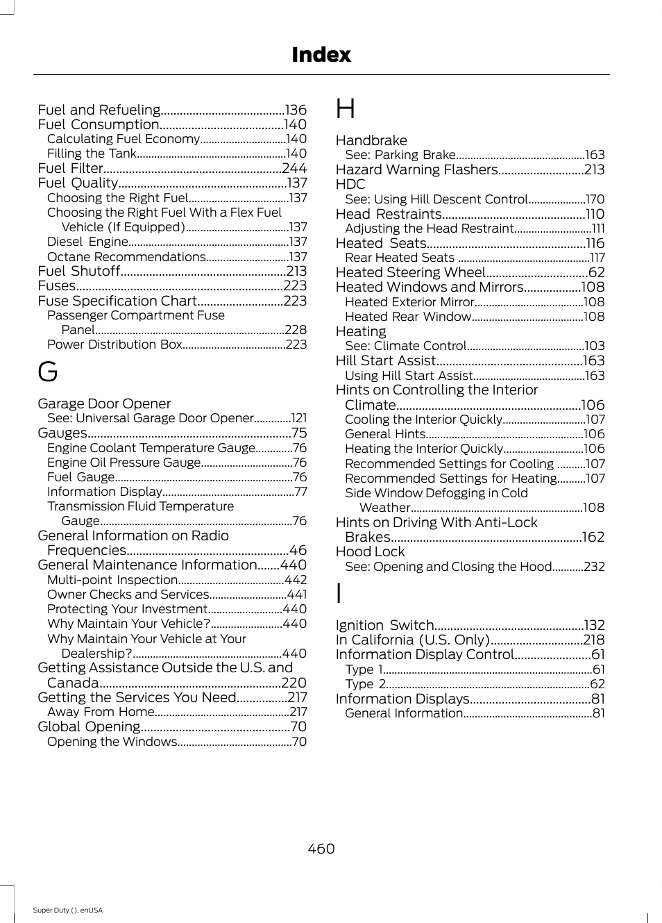 Index | FORD 2015 F-550 v.1 User Manual | Page 463 / 470