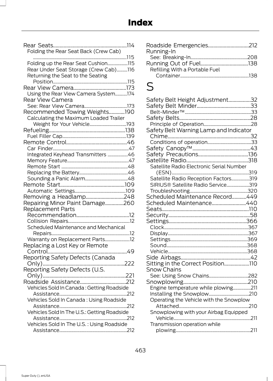 Index | FORD 2015 F-550 v.1 User Manual | Page 466 / 470