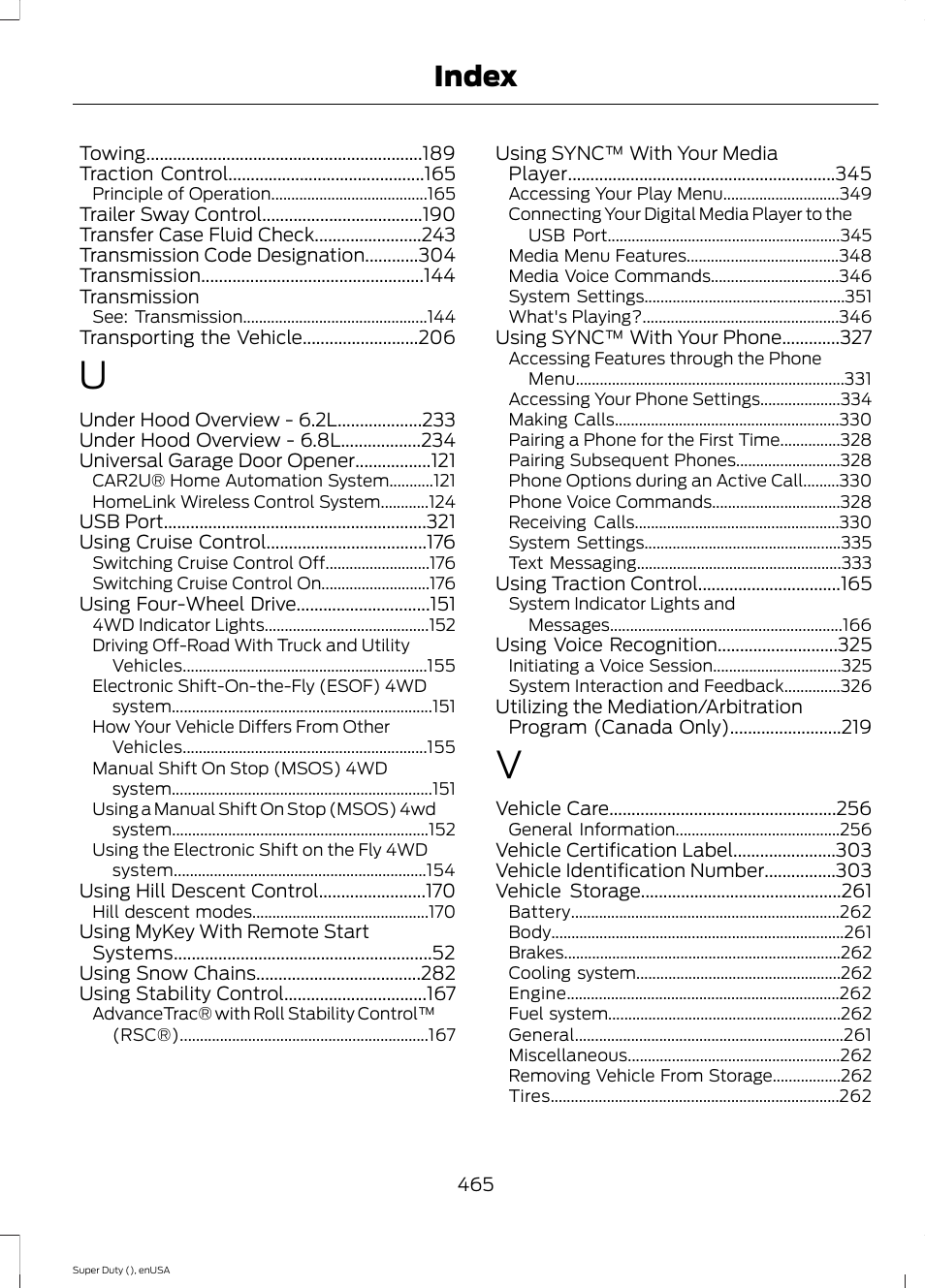 Index | FORD 2015 F-550 v.1 User Manual | Page 468 / 470