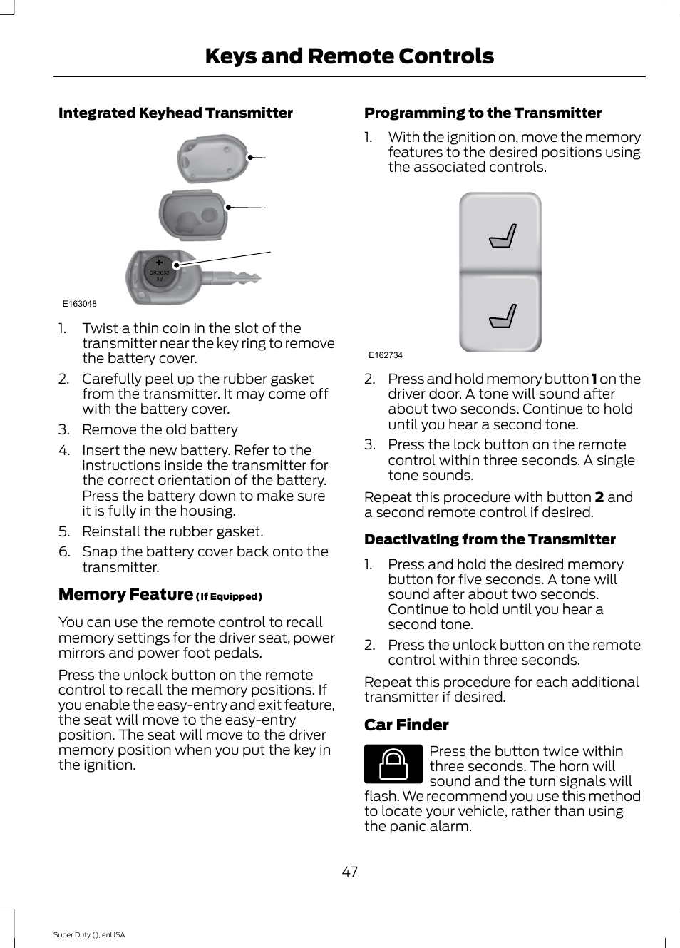 Keys and remote controls | FORD 2015 F-550 v.1 User Manual | Page 50 / 470