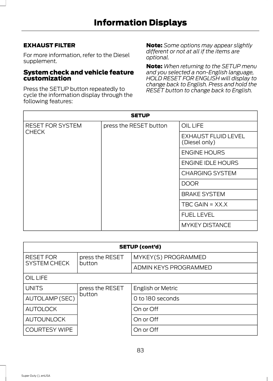 Information displays | FORD 2015 F-550 v.1 User Manual | Page 86 / 470