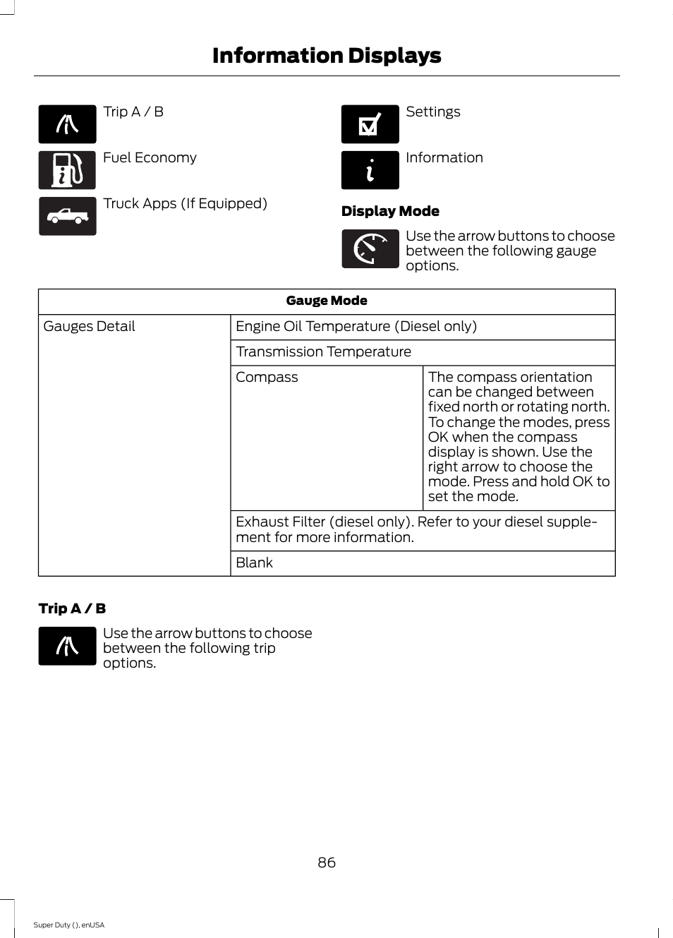 Information displays | FORD 2015 F-550 v.1 User Manual | Page 89 / 470