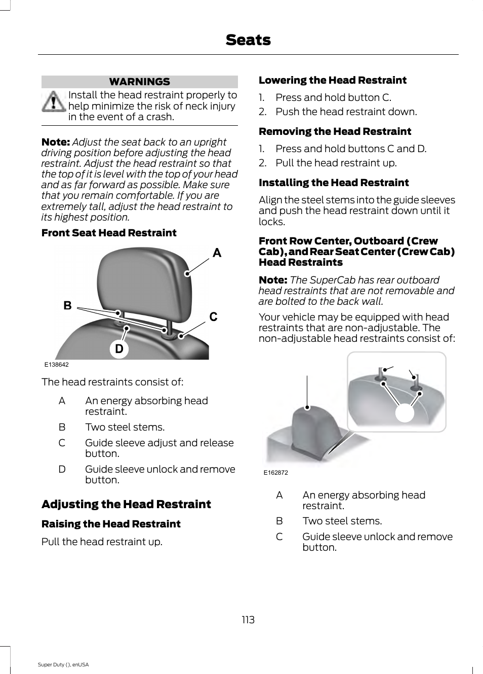 Seats, Ac b | FORD 2015 F-550 v.2 User Manual | Page 116 / 468