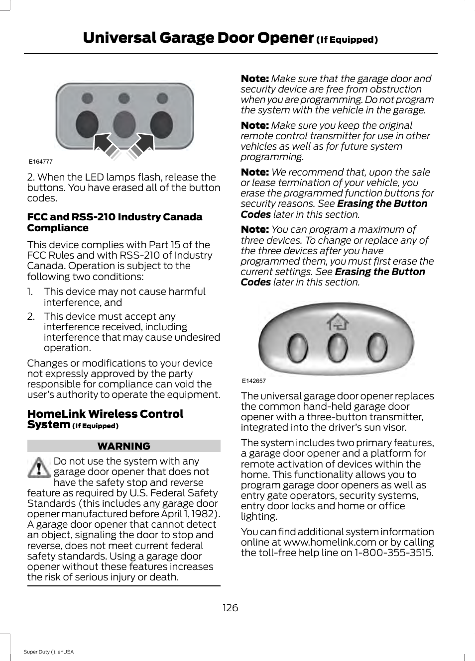 Universal garage door opener | FORD 2015 F-550 v.2 User Manual | Page 129 / 468