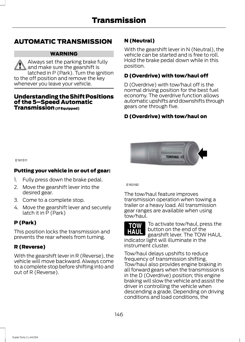 Transmission, Automatic transmission | FORD 2015 F-550 v.2 User Manual | Page 149 / 468