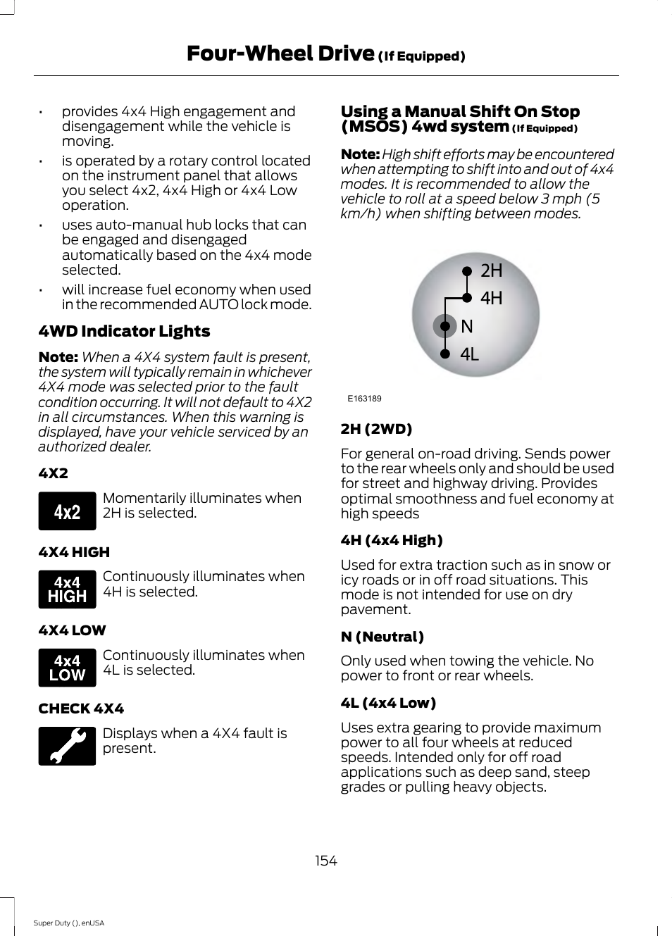 Four-wheel drive | FORD 2015 F-550 v.2 User Manual | Page 157 / 468