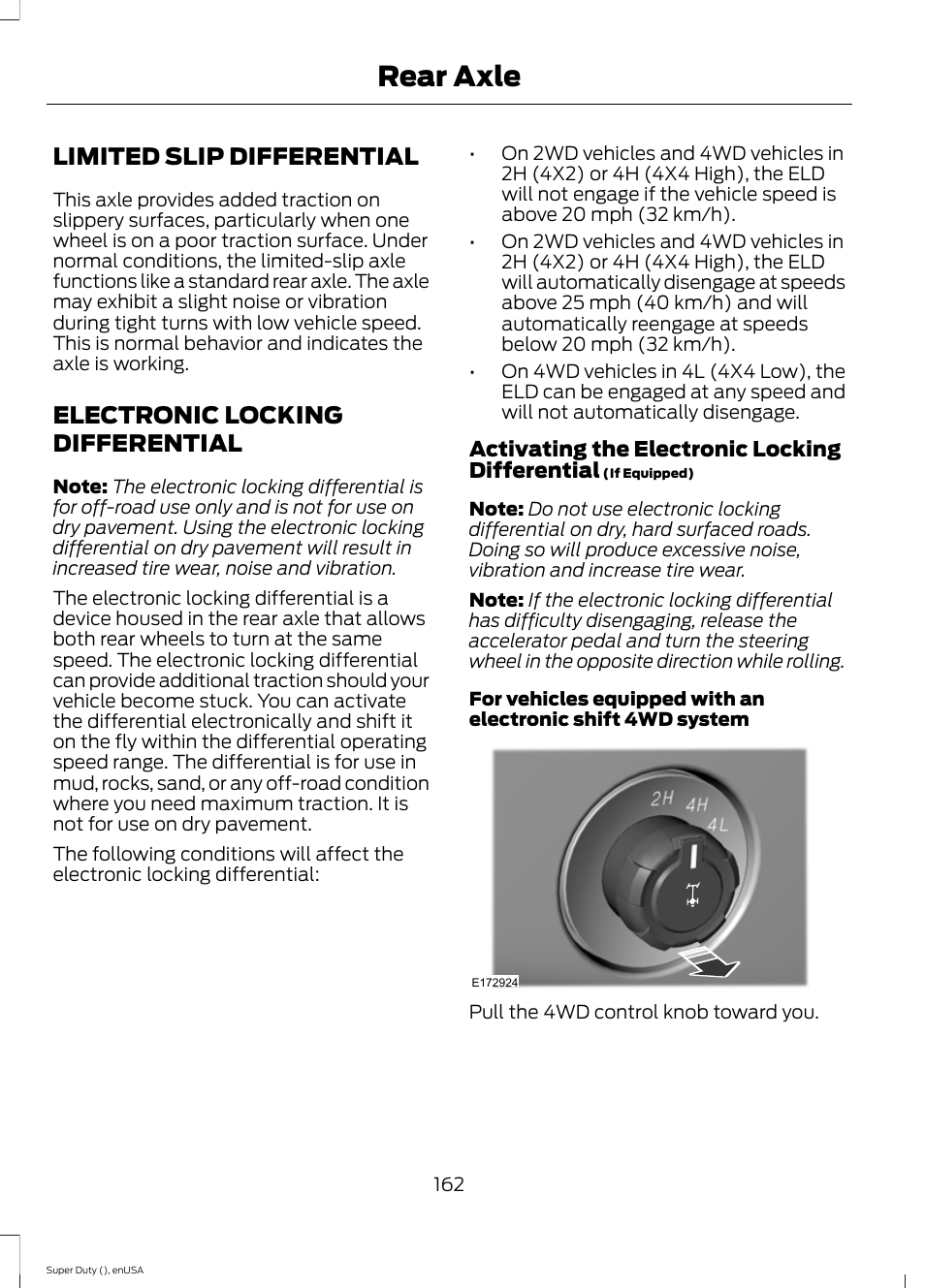 Rear axle, Limited slip differential, Electronic locking differential | FORD 2015 F-550 v.2 User Manual | Page 165 / 468