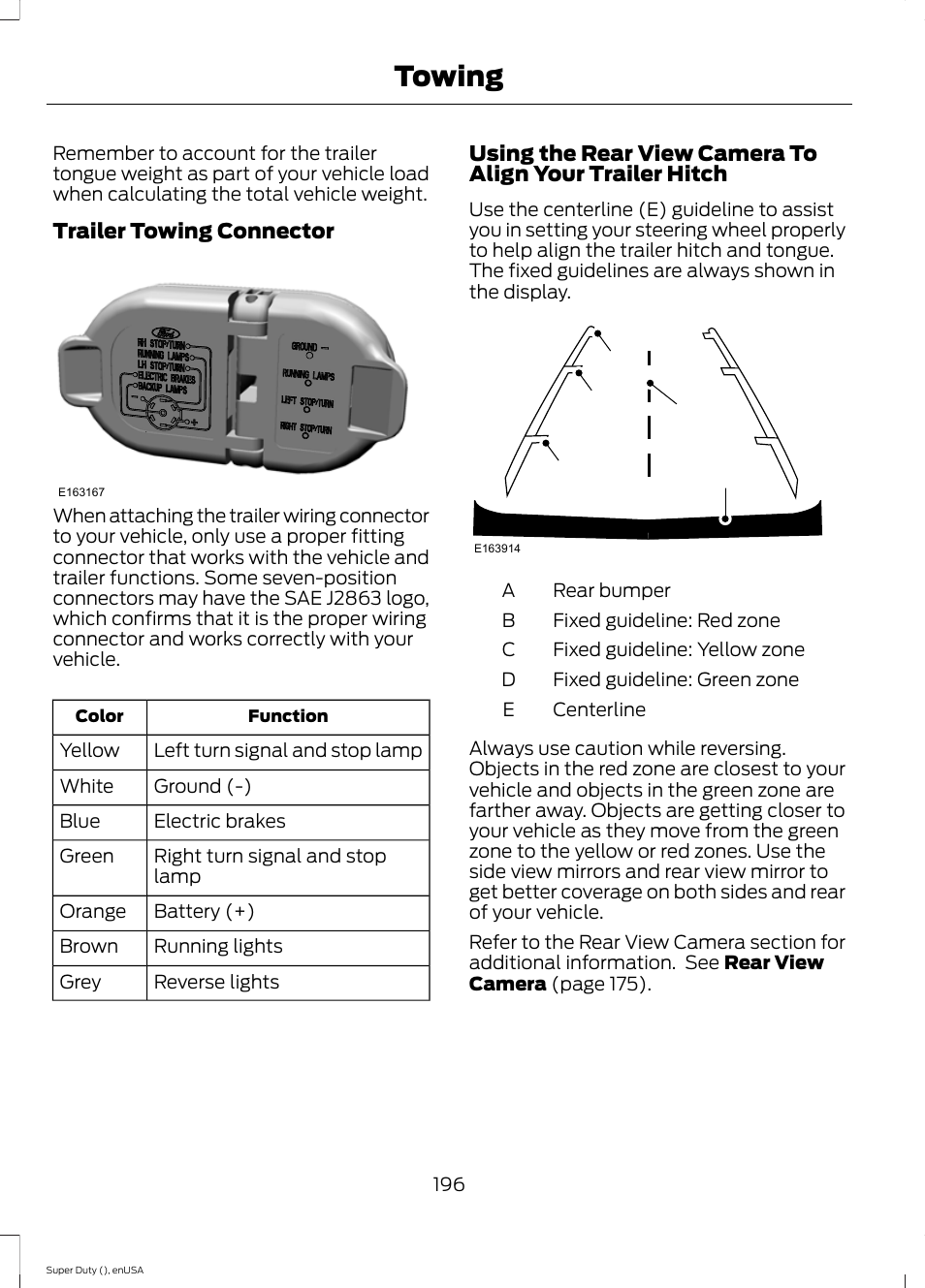 Towing, Ae d c b | FORD 2015 F-550 v.2 User Manual | Page 199 / 468