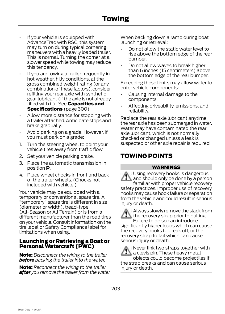 Towing points, Towing | FORD 2015 F-550 v.2 User Manual | Page 206 / 468