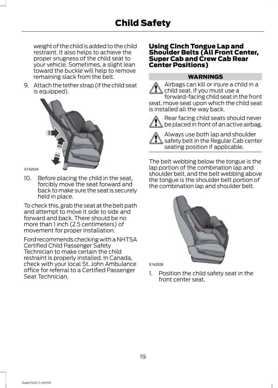 Child safety | FORD 2015 F-550 v.2 User Manual | Page 22 / 468