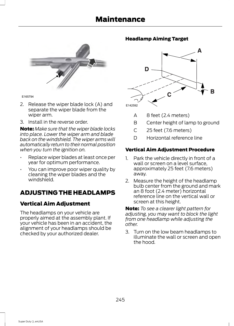 Adjusting the headlamps, Maintenance | FORD 2015 F-550 v.2 User Manual | Page 248 / 468