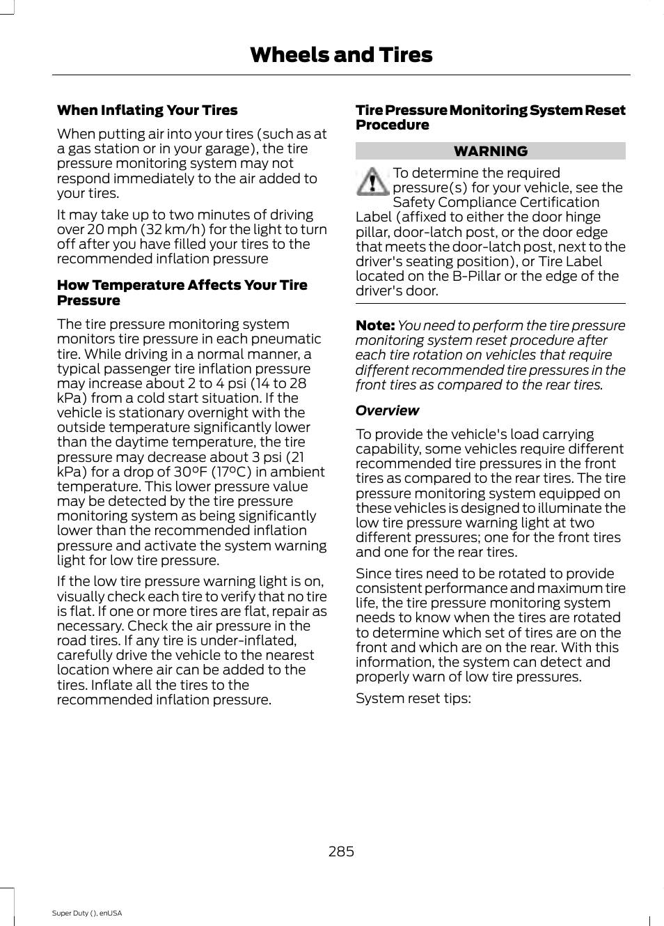 Wheels and tires | FORD 2015 F-550 v.2 User Manual | Page 288 / 468