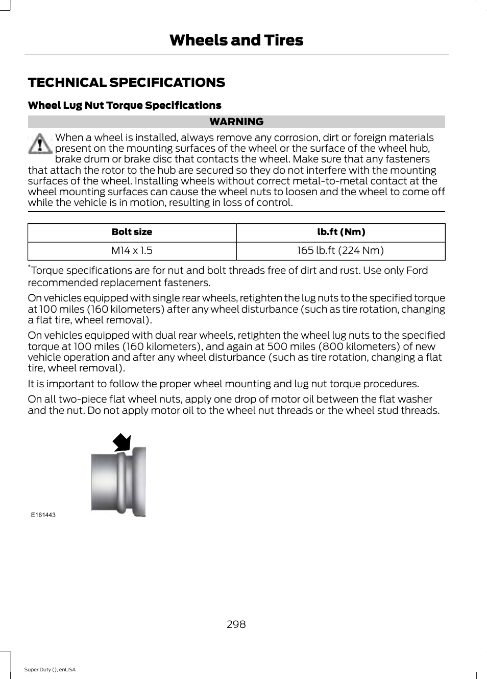 Technical specifications, Wheels and tires | FORD 2015 F-550 v.2 User Manual | Page 301 / 468