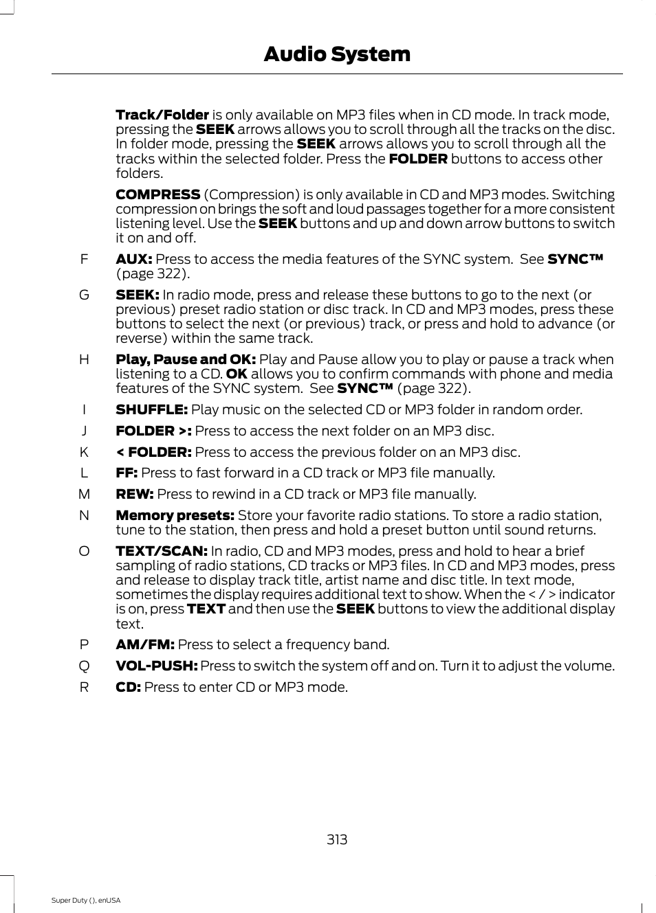 Audio system | FORD 2015 F-550 v.2 User Manual | Page 316 / 468