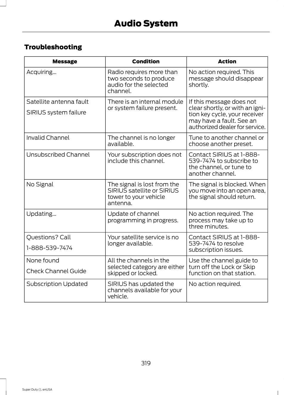 Audio system | FORD 2015 F-550 v.2 User Manual | Page 322 / 468