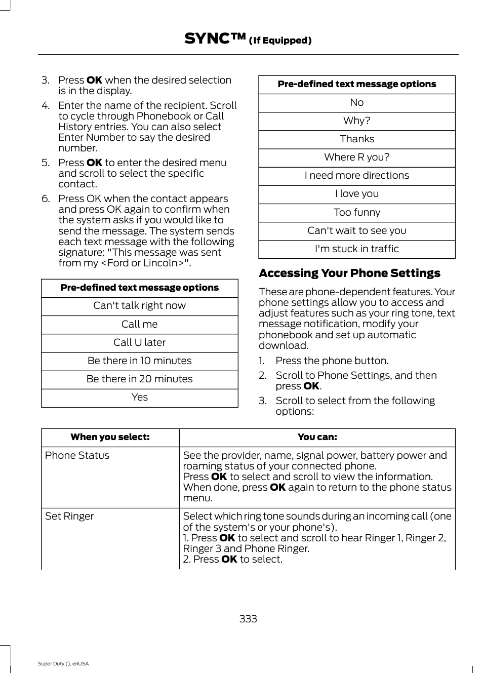 Sync | FORD 2015 F-550 v.2 User Manual | Page 336 / 468