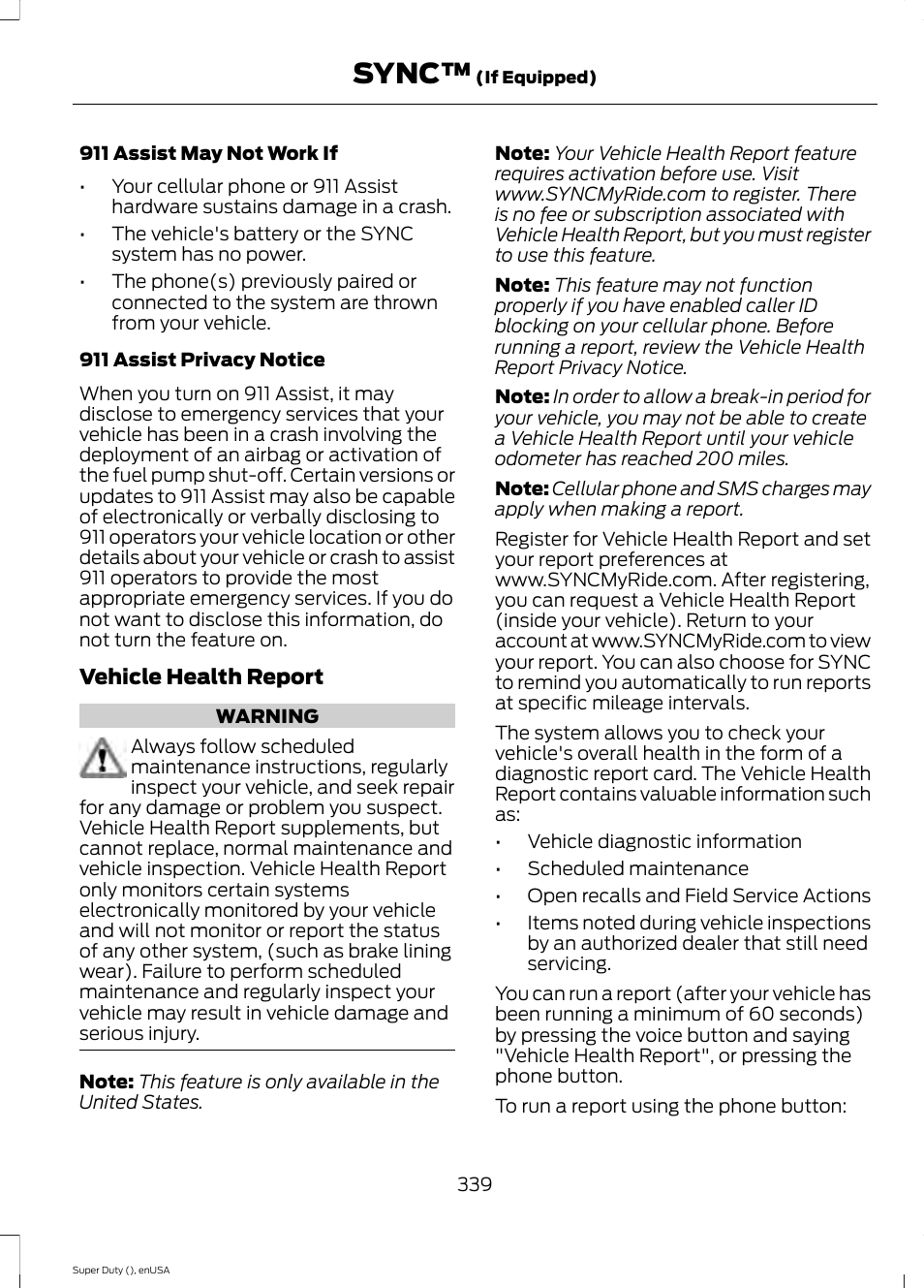 Sync | FORD 2015 F-550 v.2 User Manual | Page 342 / 468