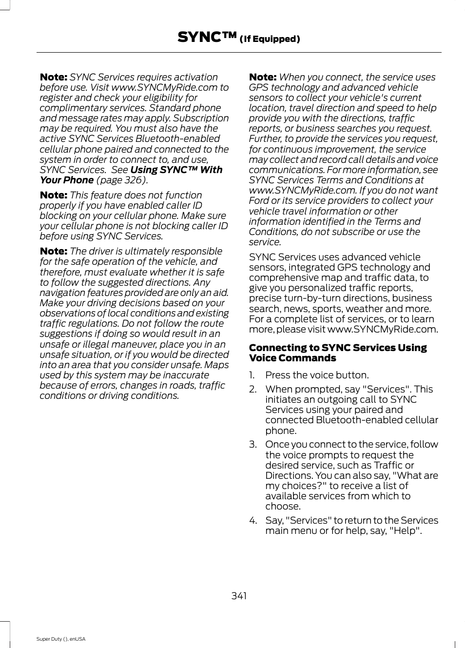 Sync | FORD 2015 F-550 v.2 User Manual | Page 344 / 468