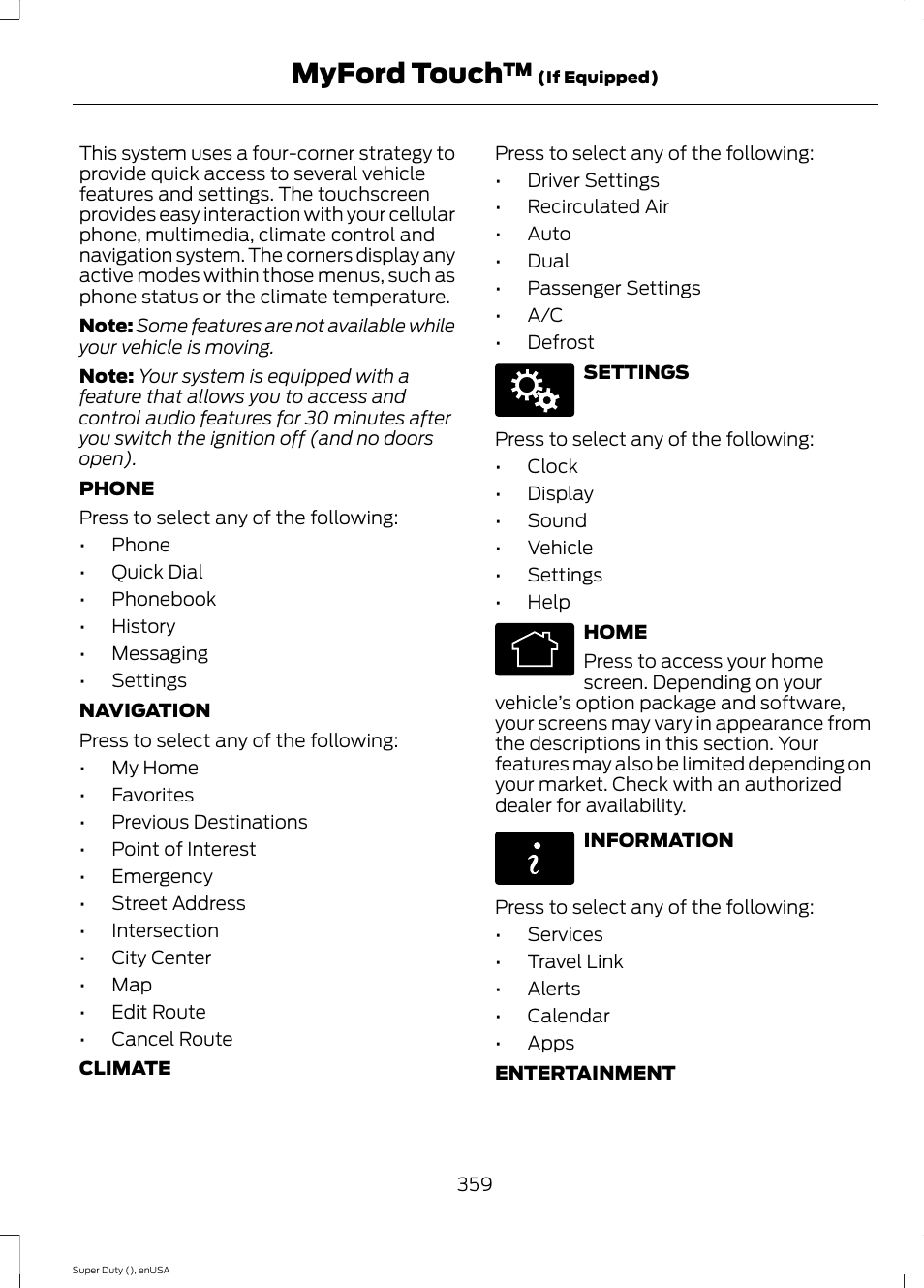 Myford touch | FORD 2015 F-550 v.2 User Manual | Page 362 / 468