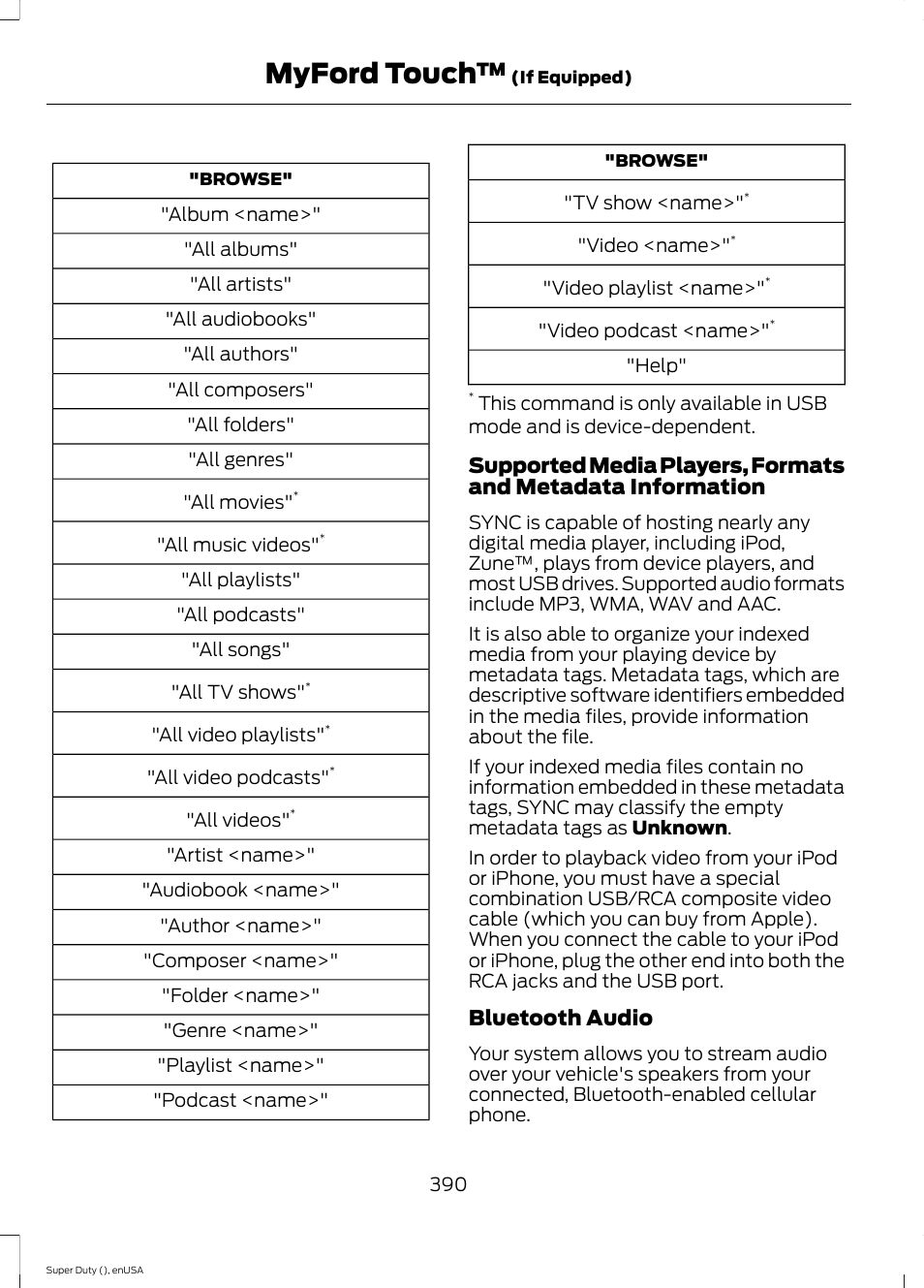 Myford touch, Bluetooth audio | FORD 2015 F-550 v.2 User Manual | Page 393 / 468